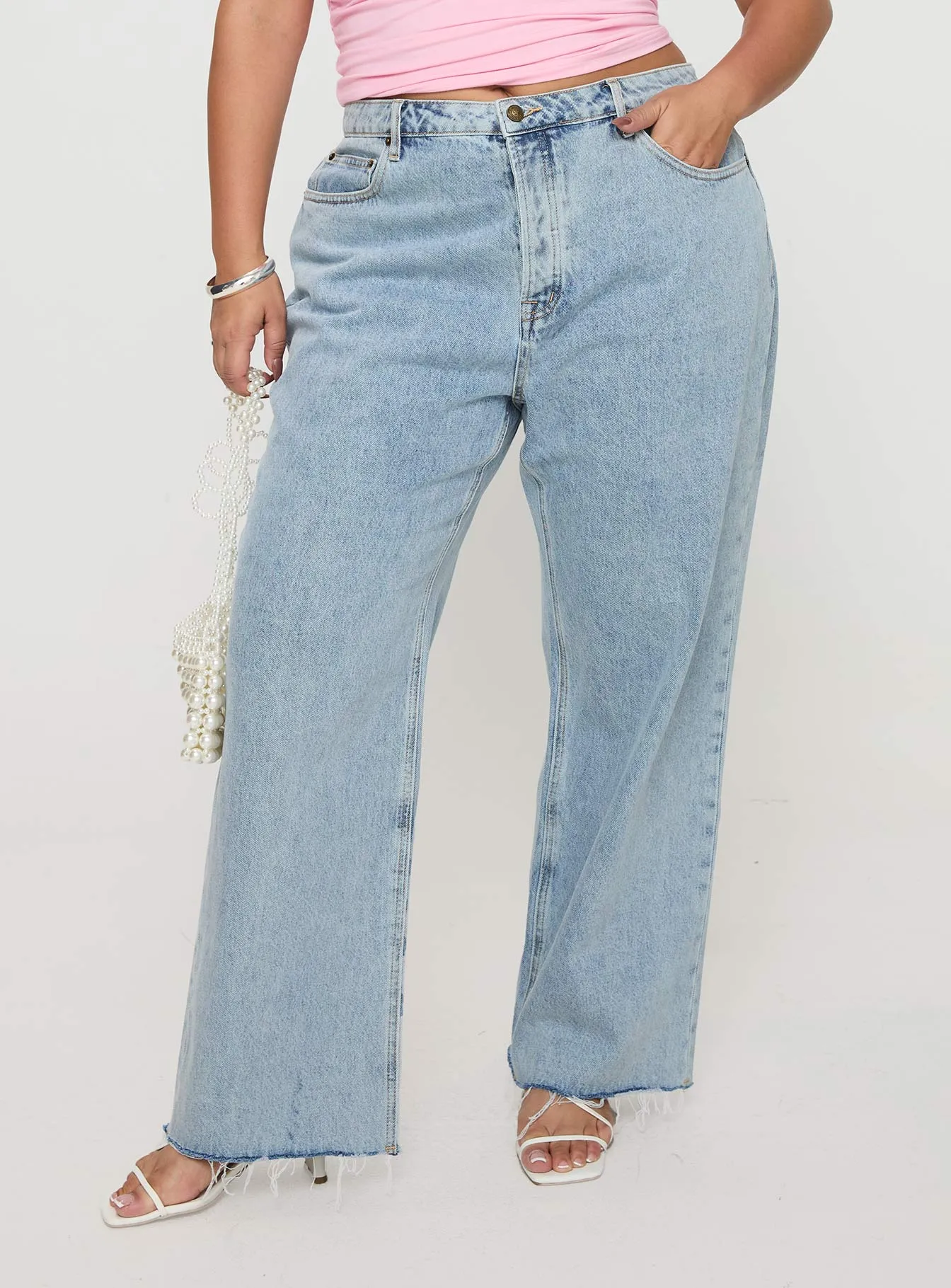 StaticResistantLining Reinforced Stress Points Fawcett High Rise Straight Leg Jeans Light Blue Wash Curve
