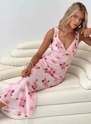 Maysa Floral Maxi Dress Pink Comfortable Silhouette