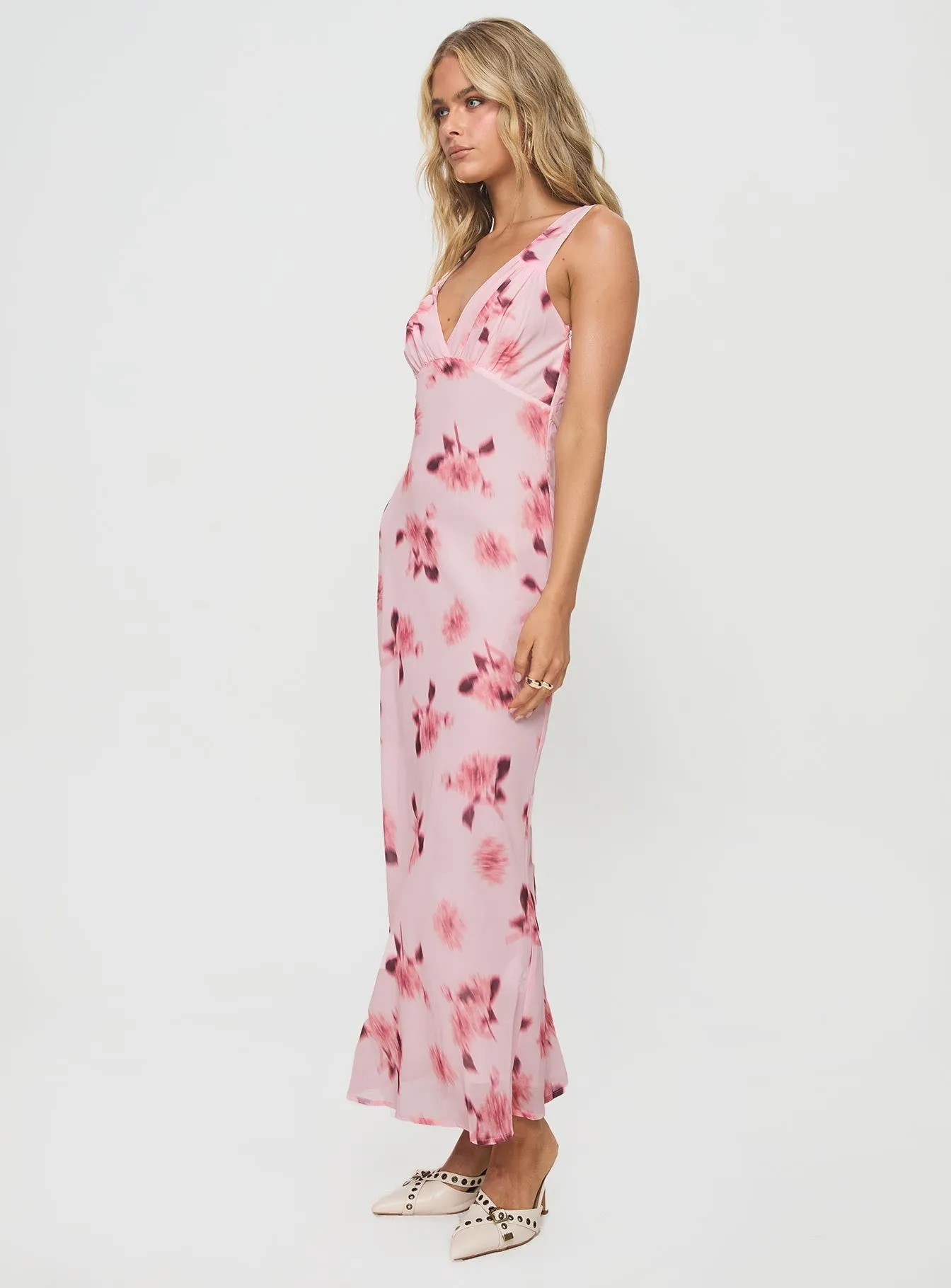Maysa Floral Maxi Dress Pink Relaxed Line