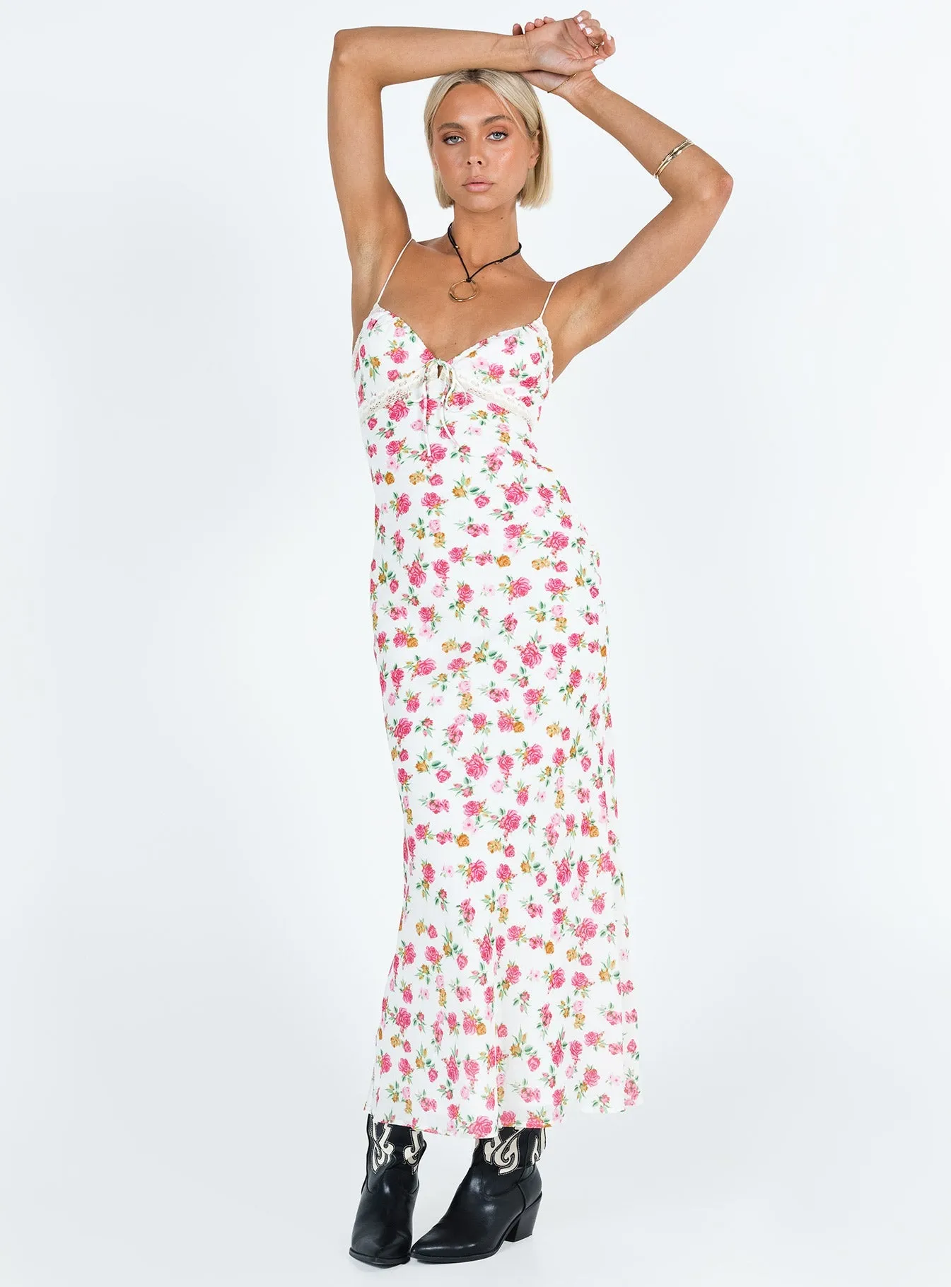 Emily Maxi Dress Multi Floral Minimalist Look Moment Glow