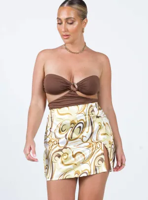 Dillion Mini Skirt Yellow Swirl Clean Finish Chill Tones