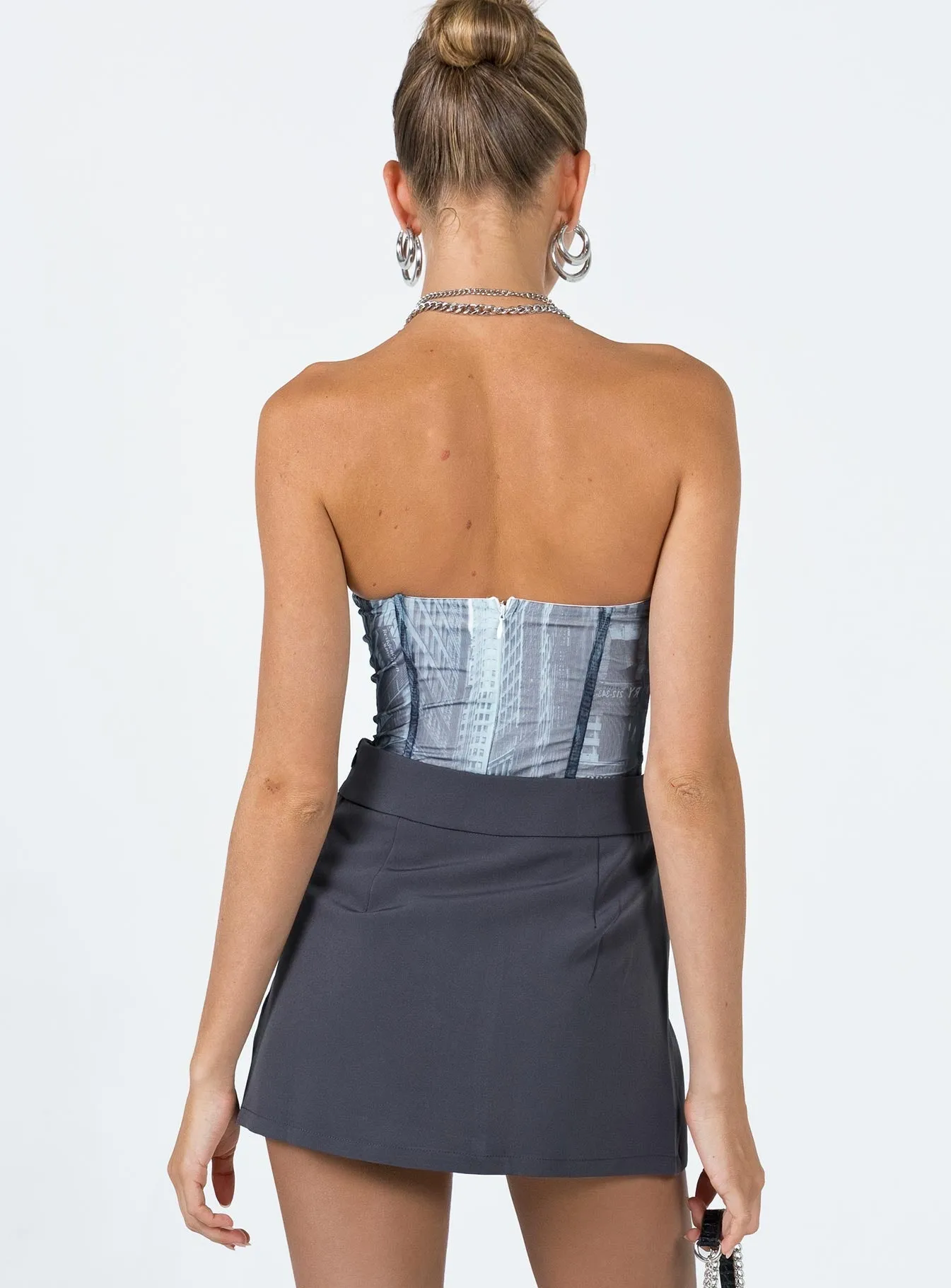 Crafted Detail Laidback Feel Easton V Front Mini Skirt Slate