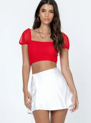 Skylar Mini Skirt White Roll Up Hem