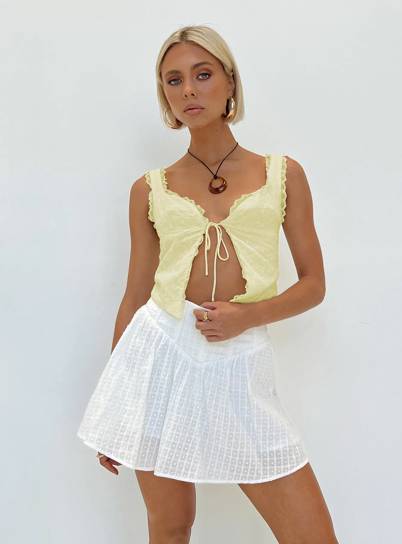 flowy silhouette Light Fabric Hazal Mini Skirt White