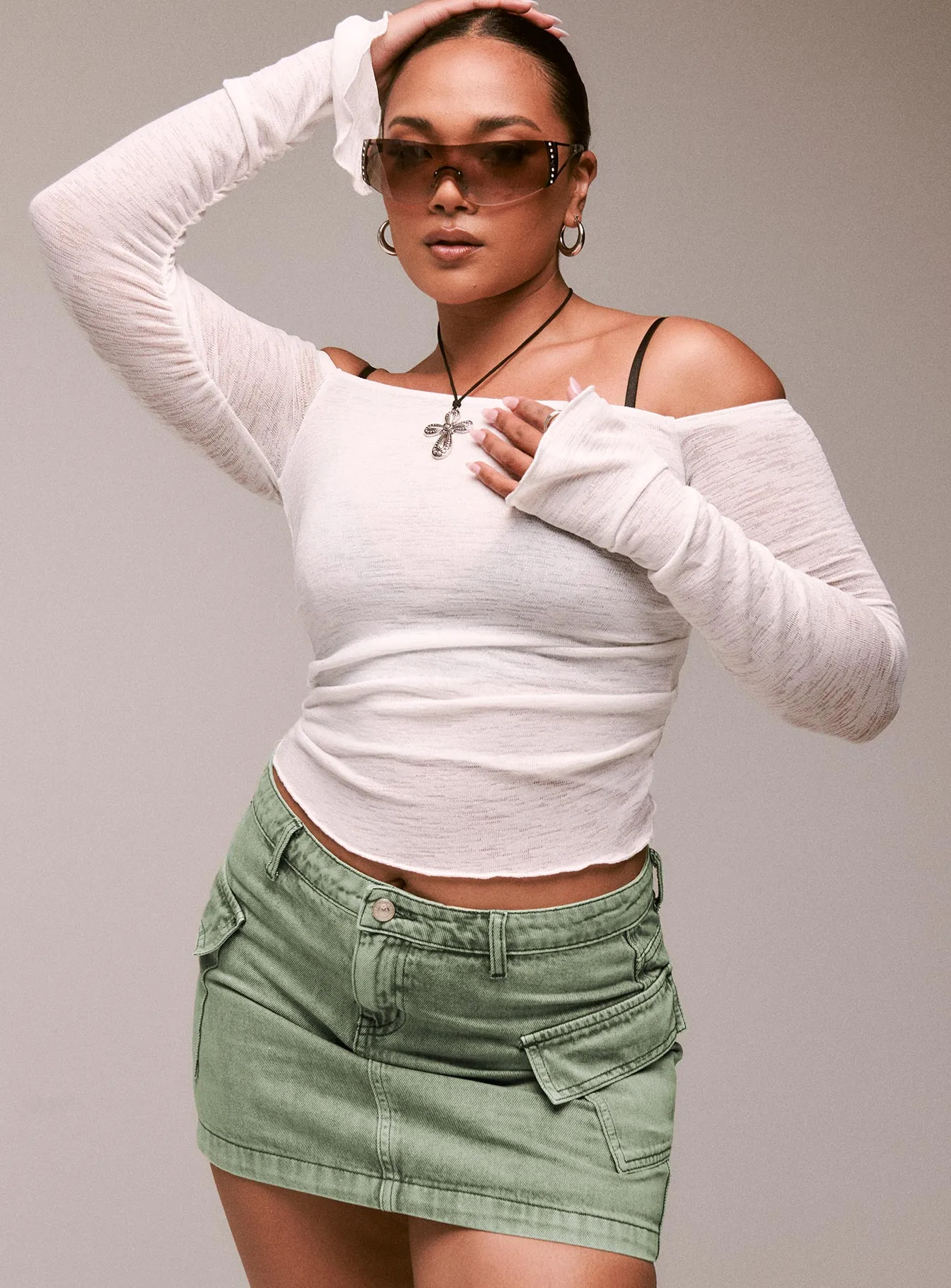 Zakai Cargo Denim Mini Skirt Green Creative Layering