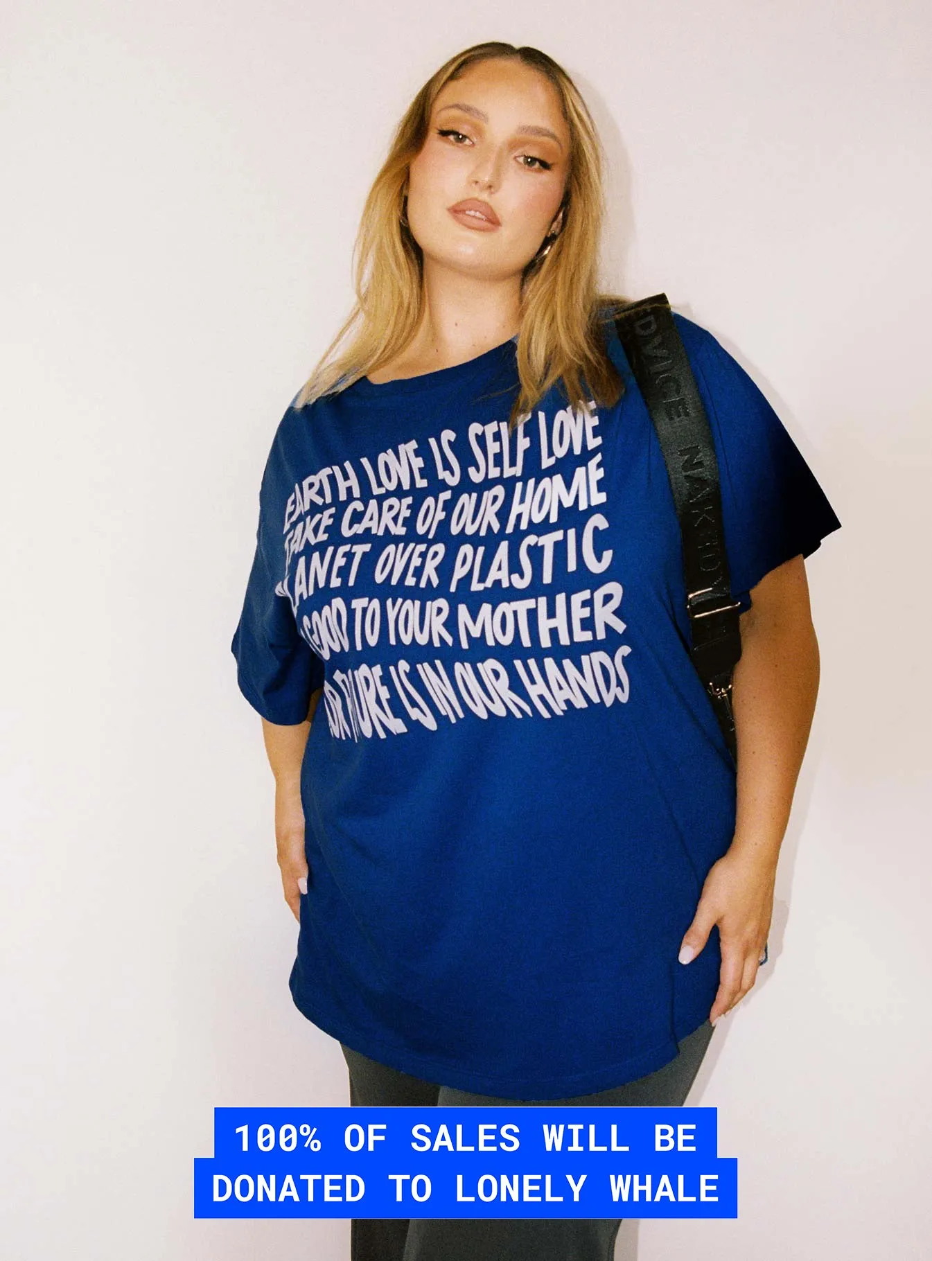 Be Kind Charity Oversized Tee Blue Curve Minimal Fit