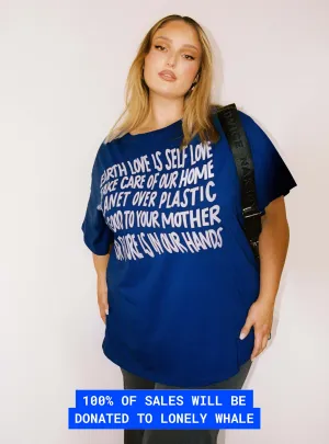 Be Kind Charity Oversized Tee Blue Curve Minimal Fit