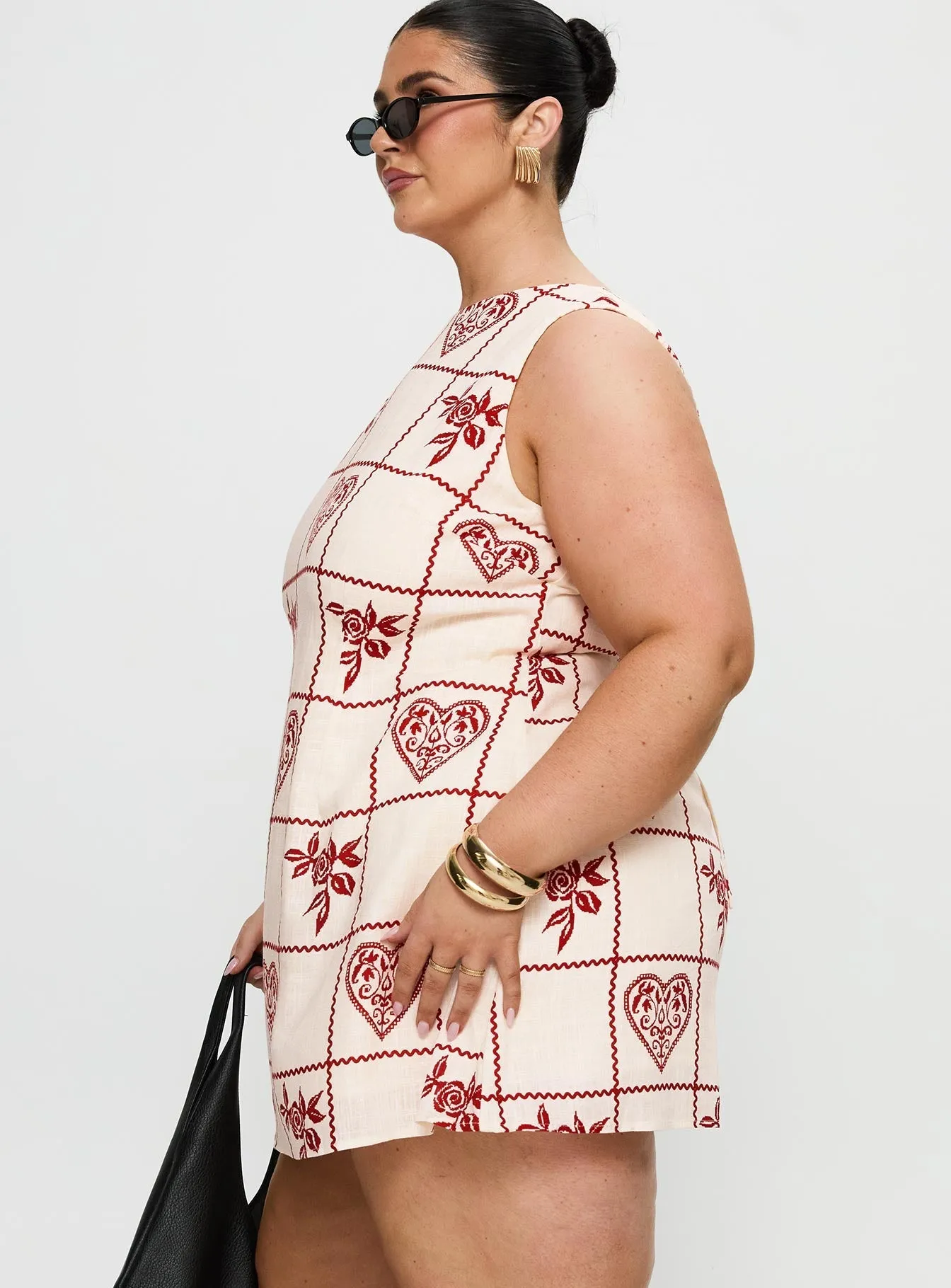 Chic Layers Alfalfa Shift Mini Dress Red Floral Check Curve