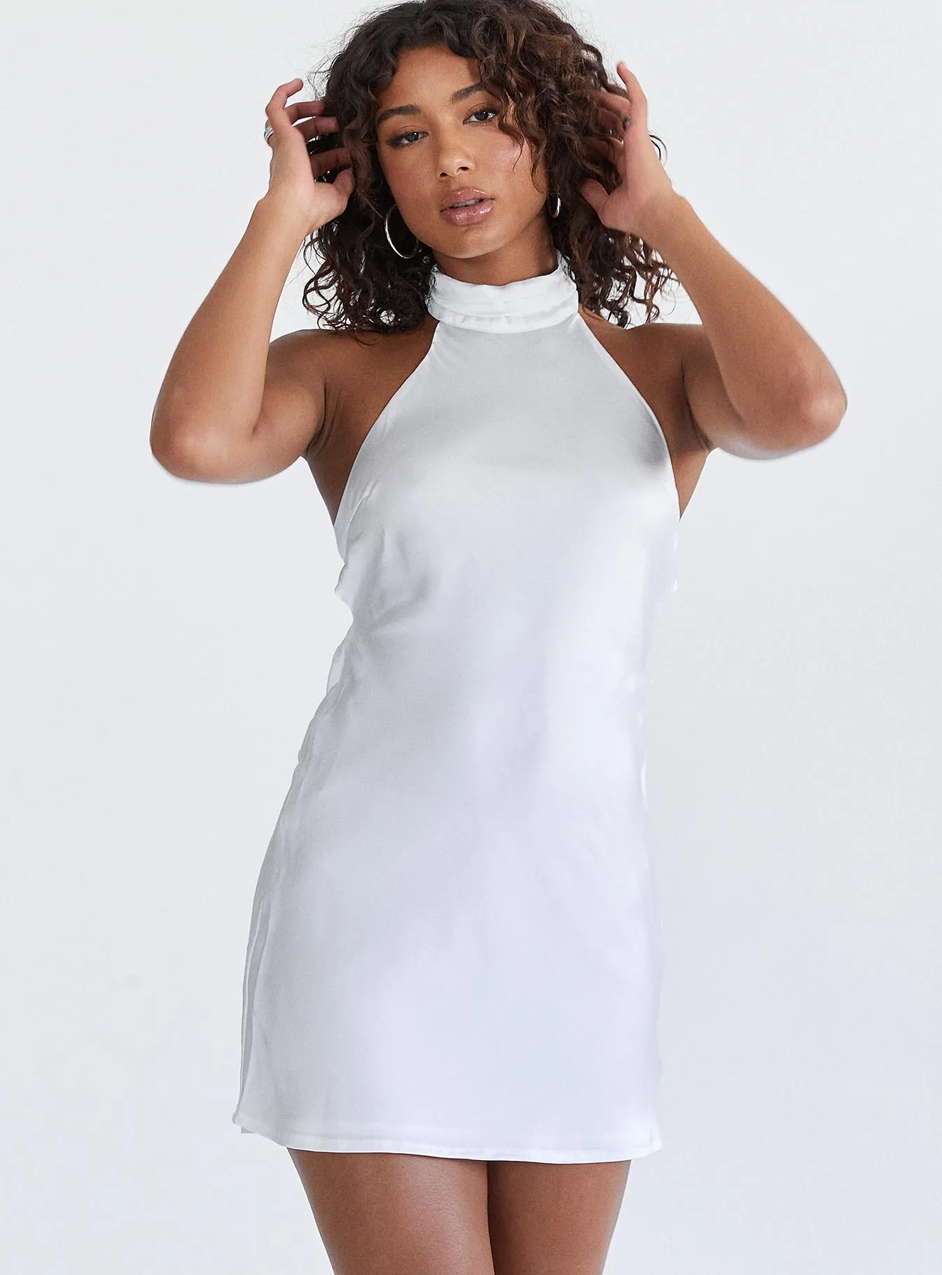 Luxurious Feel Clasp-Closure Take Me Back Mini Dress White