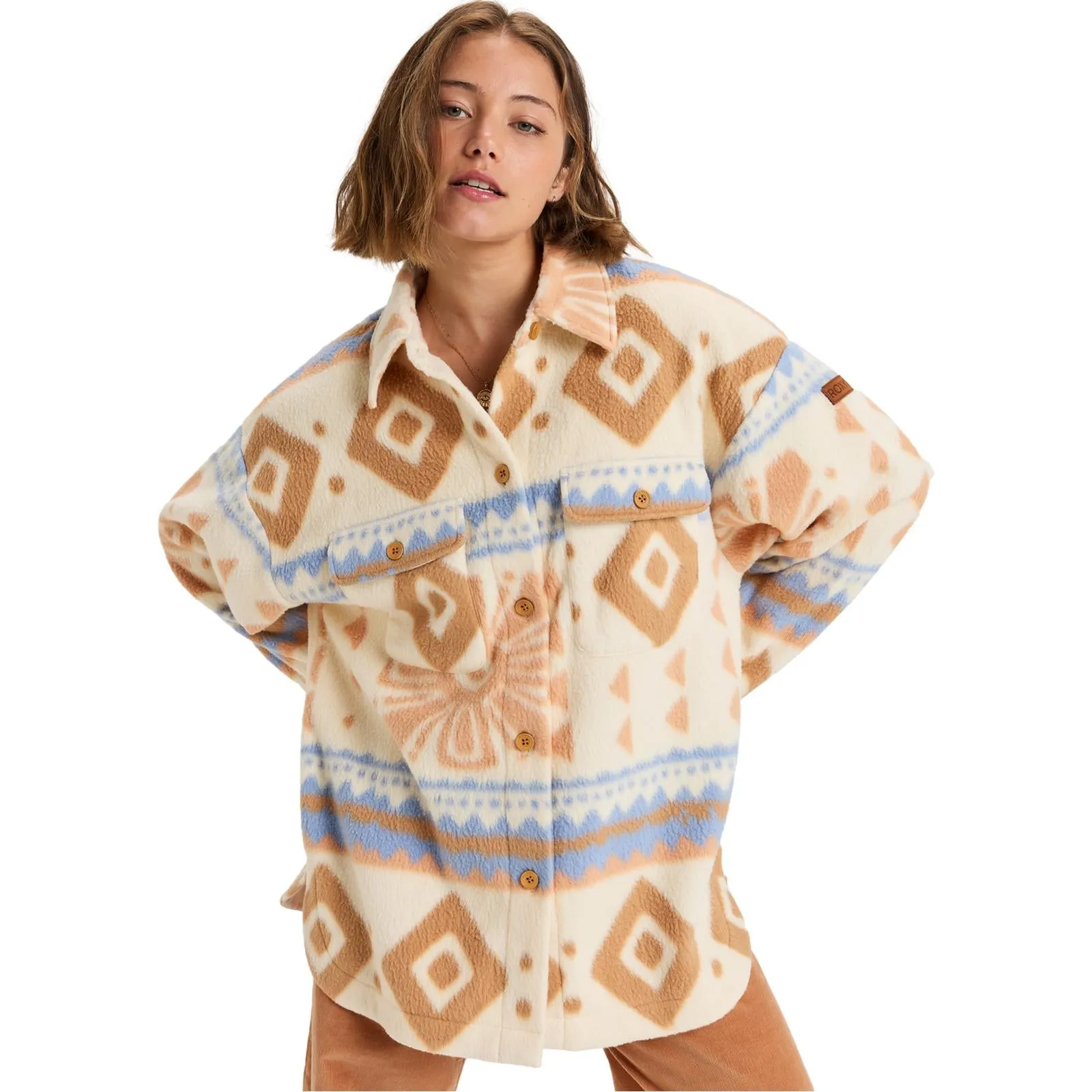 Roxy Womens Morning Crush Polar Fleece Shacket Relaxed Look