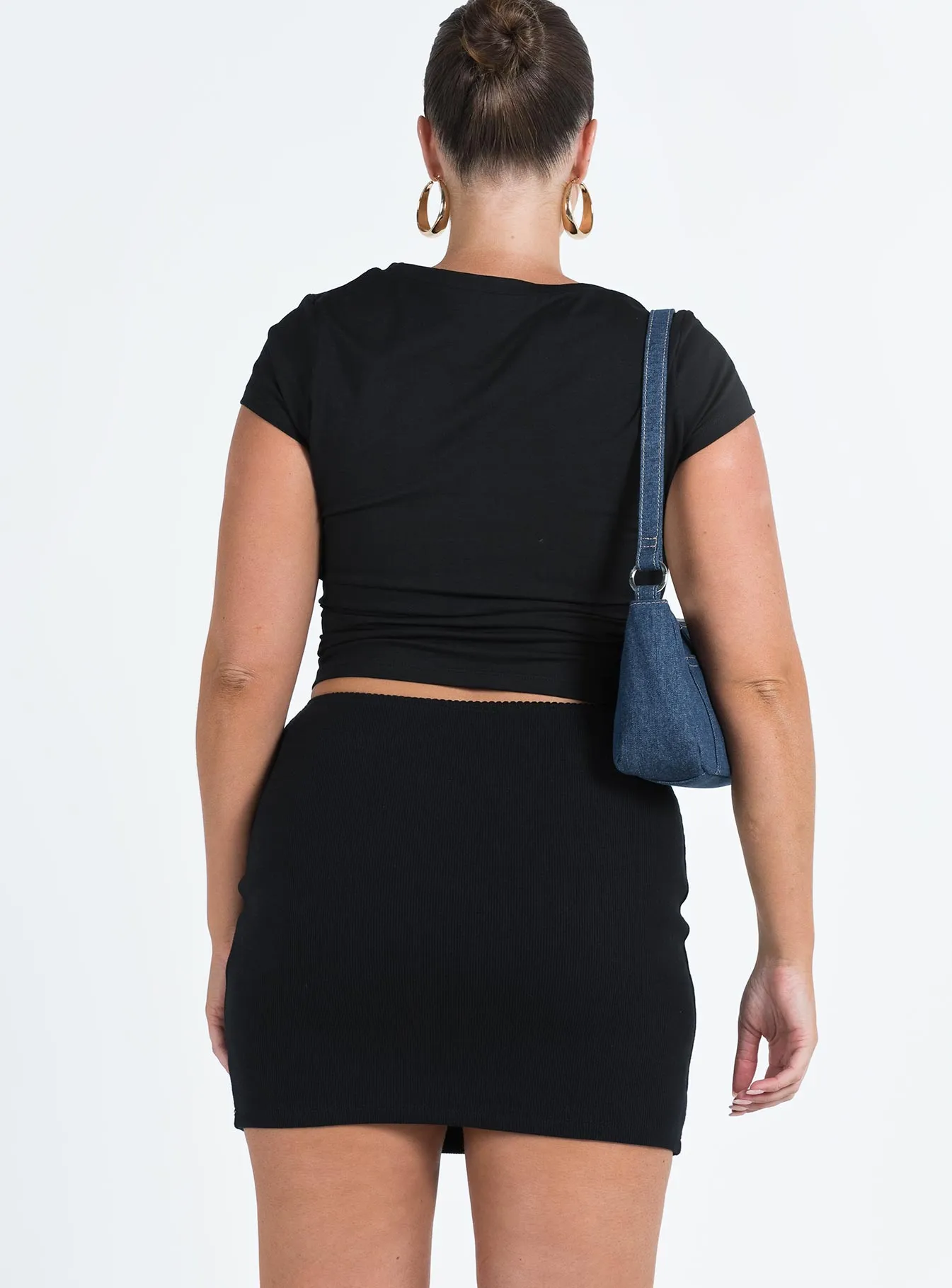 Lightweight Material Kael Mid Rise Mini Skirt Black