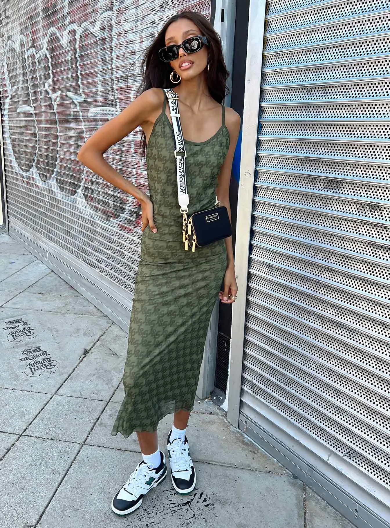 Jagger & Stone Demi Mesh Maxi Dress Khaki Tall-Fit Vibe Style