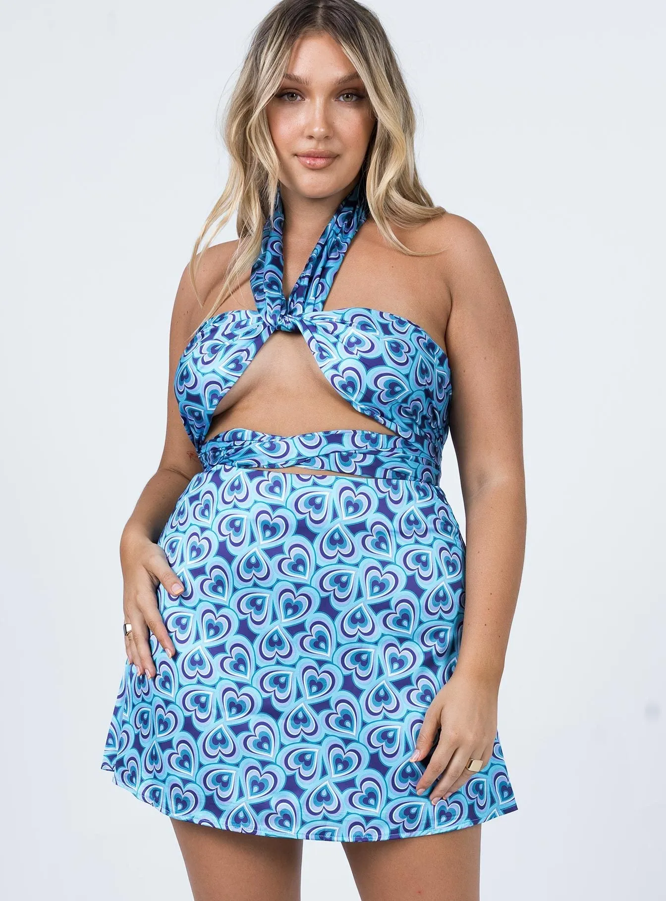 Dancing in the Dark Mini Skirt Blue Contoured Waist Smart Look