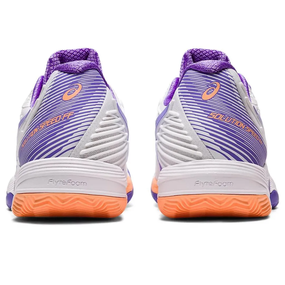 Quick lace Streamlined Fit Asics Solution Speed FF 2 White/Amethyst  Clay Women's Tennis Shoes