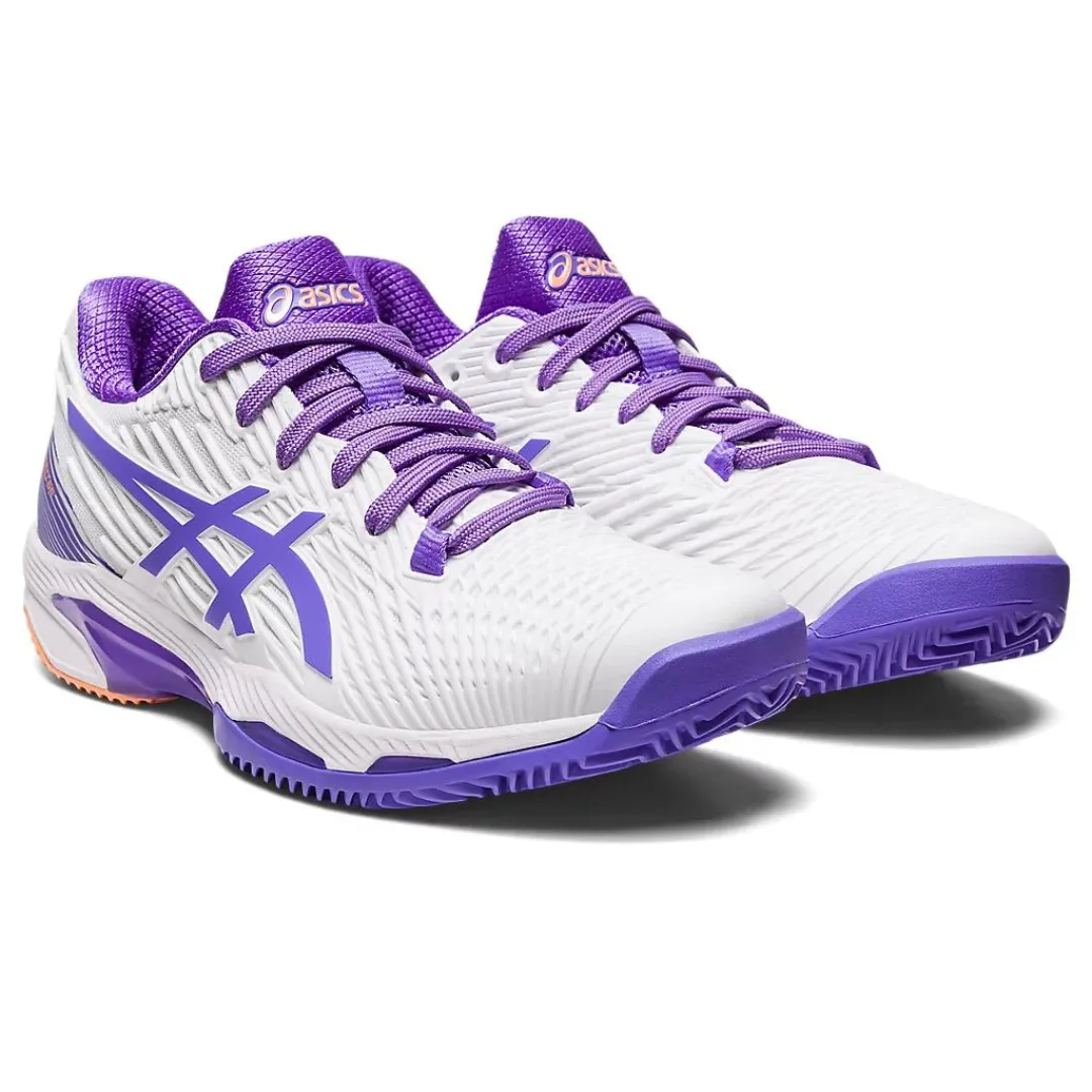 Asics Solution Speed FF 2 White/Amethyst  Clay Women's Tennis Shoes Flexible Roll Up Design 3D Adaptive Fit