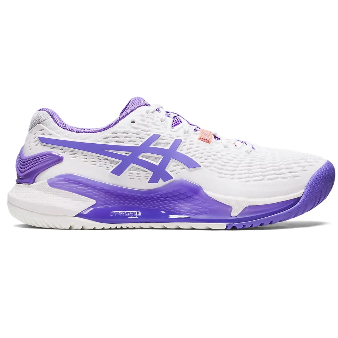 Versatile Design Energy return Asics Women Gel Resolution 9 Tennis Shoes - White/Amethyst