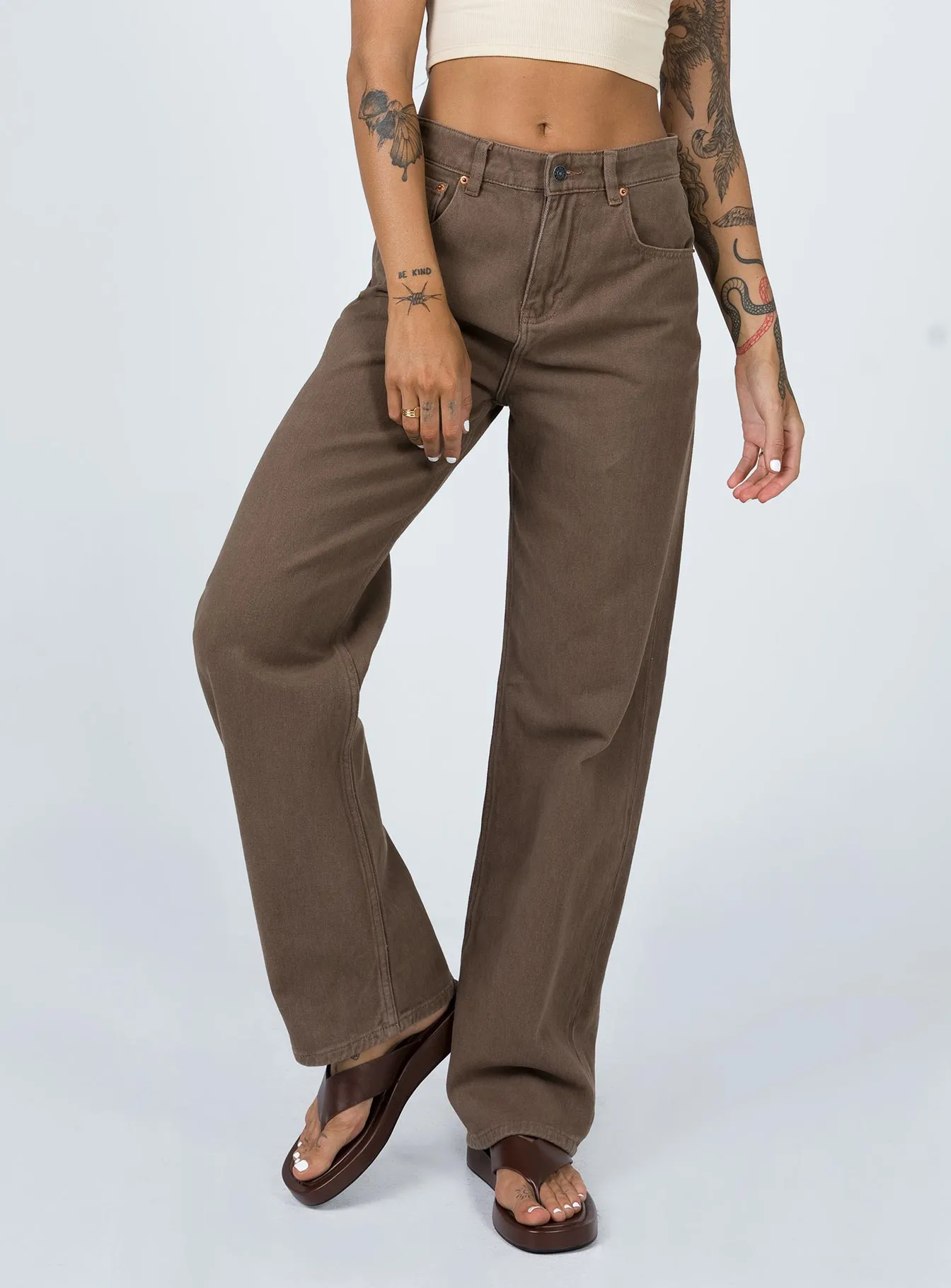 Motel Parallel Jeans Rich Brown SweatAbsorbentLining