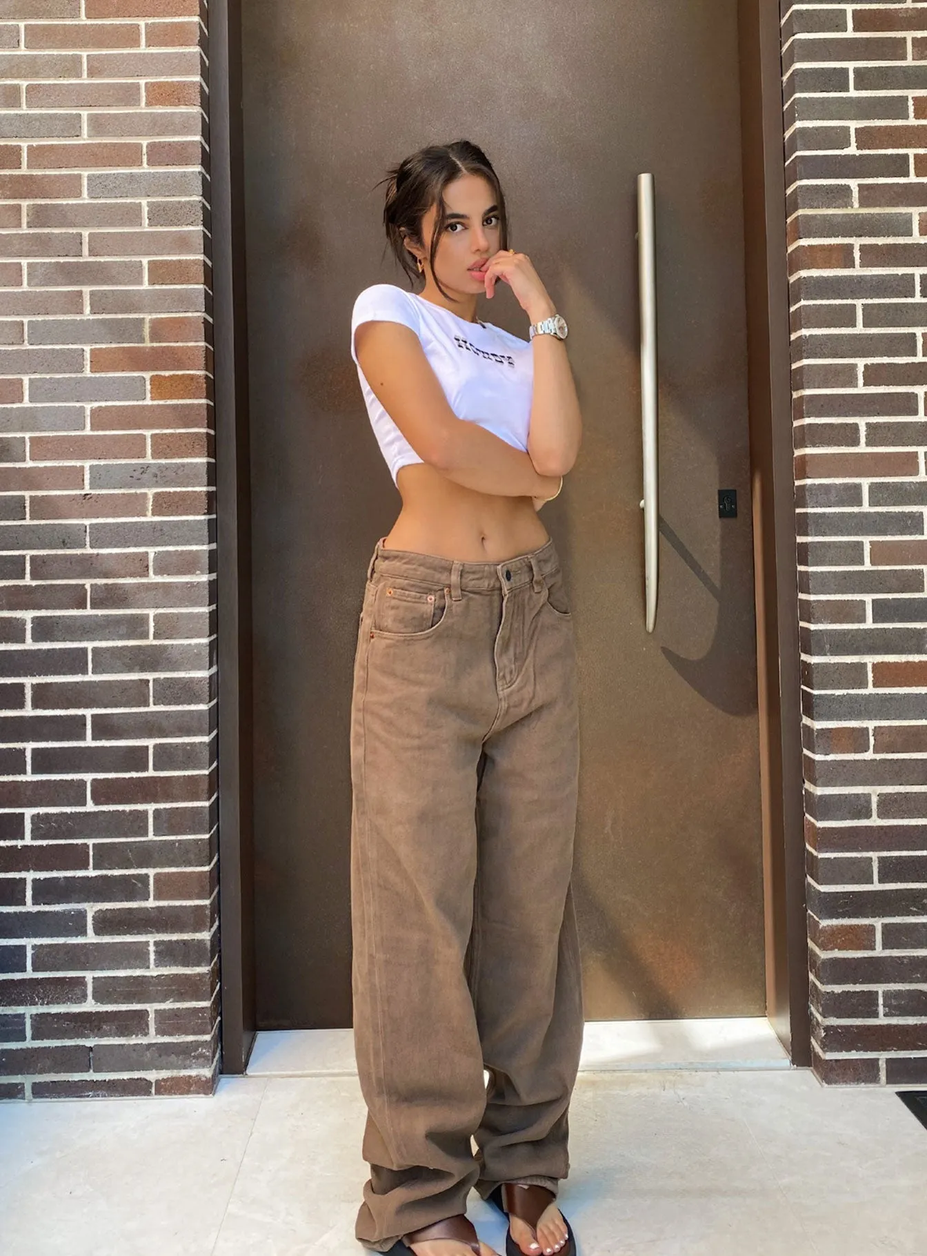 Motel Parallel Jeans Rich Brown HiddenZipperClosure french chic