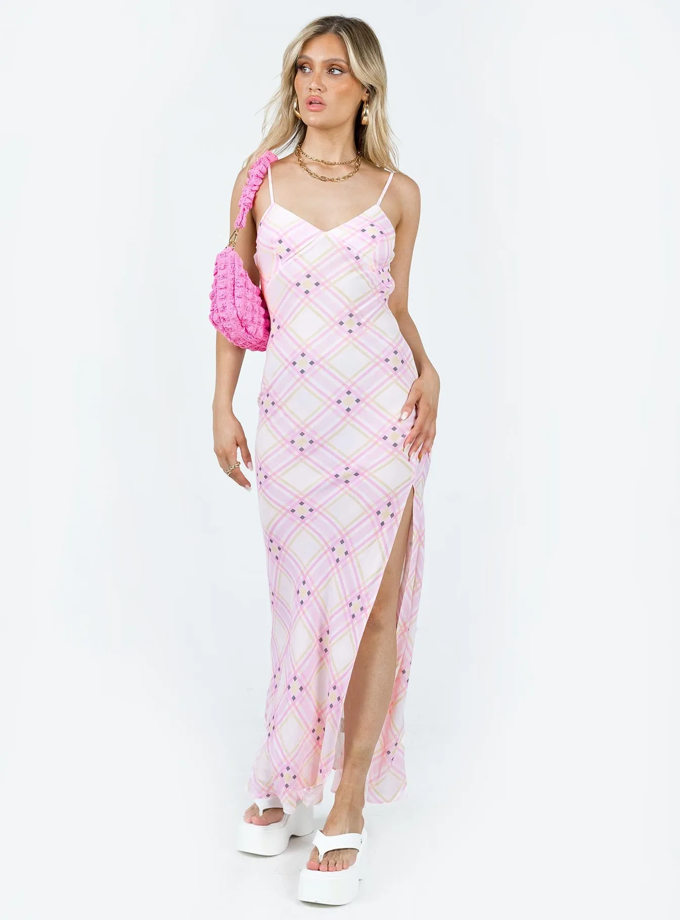 Amity Maxi Dress Pink Multi Feminine Line Chic and Flattering