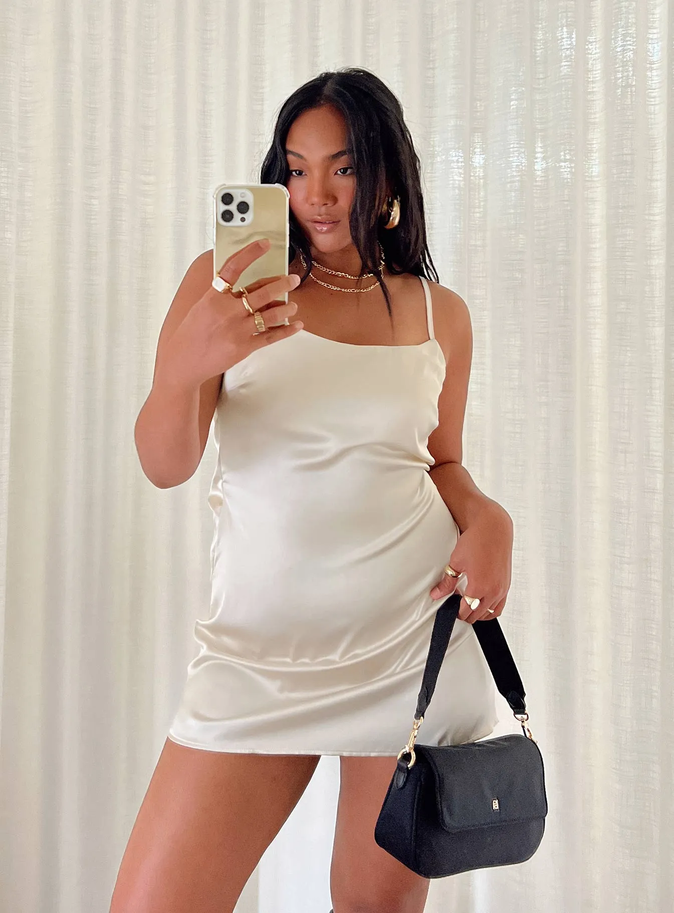 Effortless Piece Fitted Shape Chanelle Mini Dress Champagne