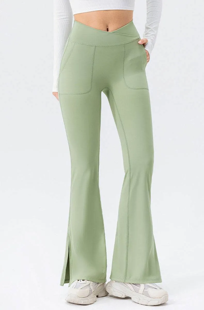 Recycle Glow Sky Cool High Waisted Bootcut Flare Yoga Pants with Pockets