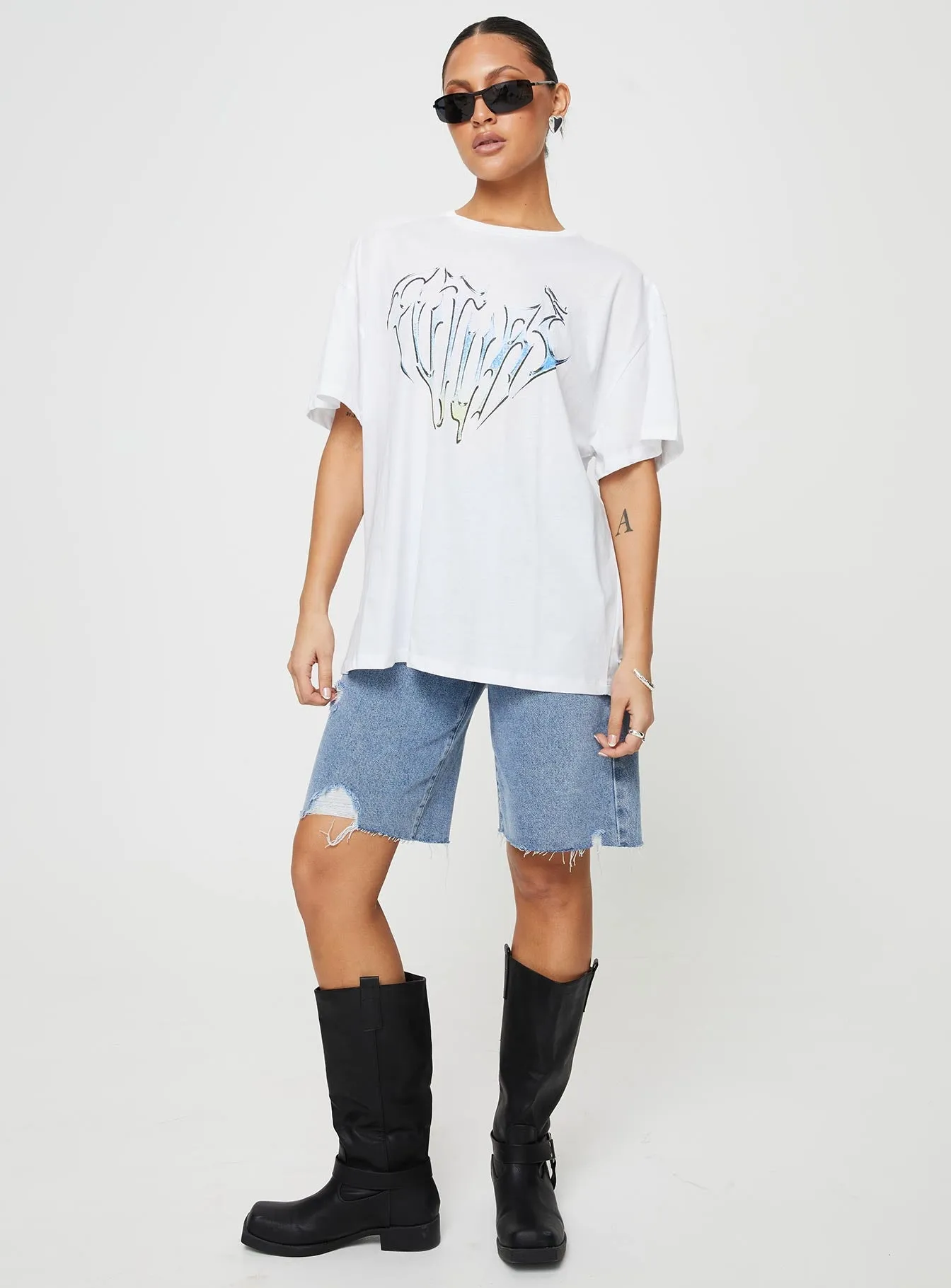 Pocket Reinforcement Rayon blend Future Oversize Tee White