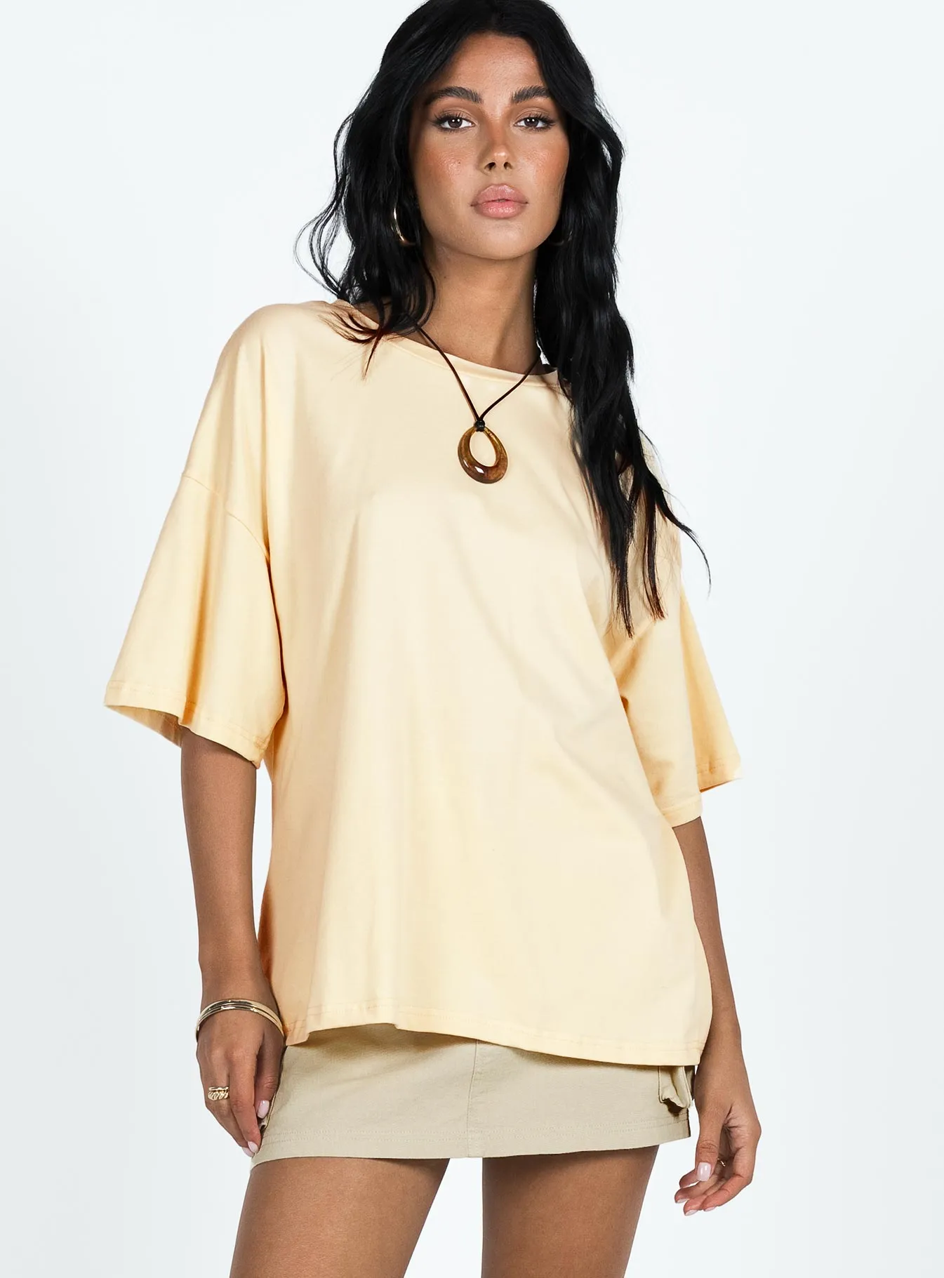 Fashionable Fit UltraLightweight Sunset Spirit Oversized Tee Cream