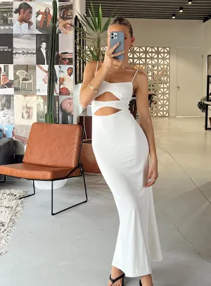 Natural Style Classic structured dress Maci Eco Nylon Maxi Dress White