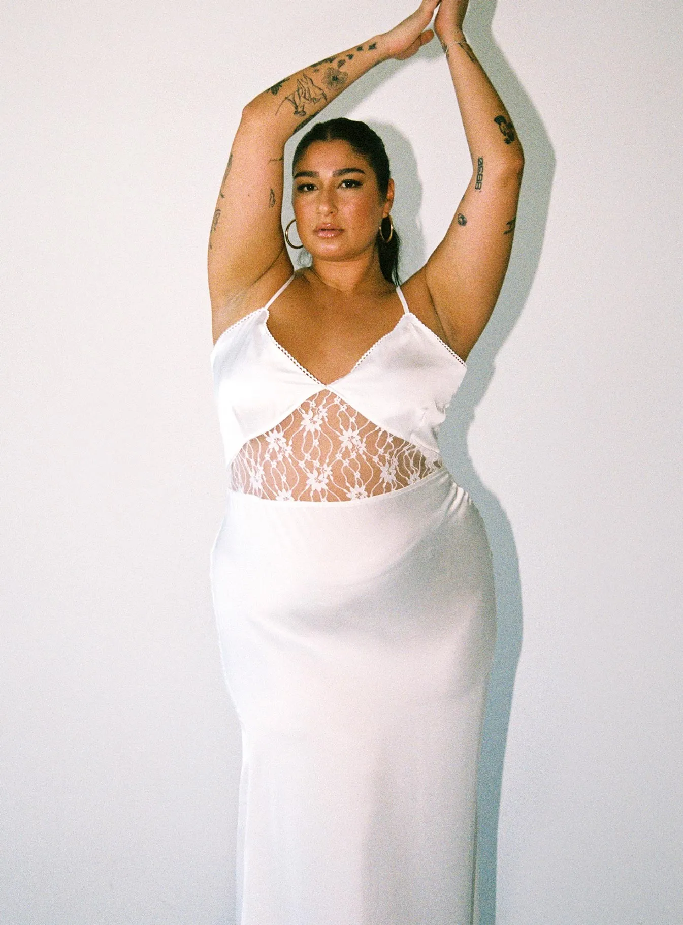 Roselle Maxi Dress White Curve Flattering Waistband