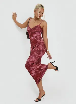 Flattering Layers Relaxed Movement Hathaway Maxi Dress Burgundy Floral
