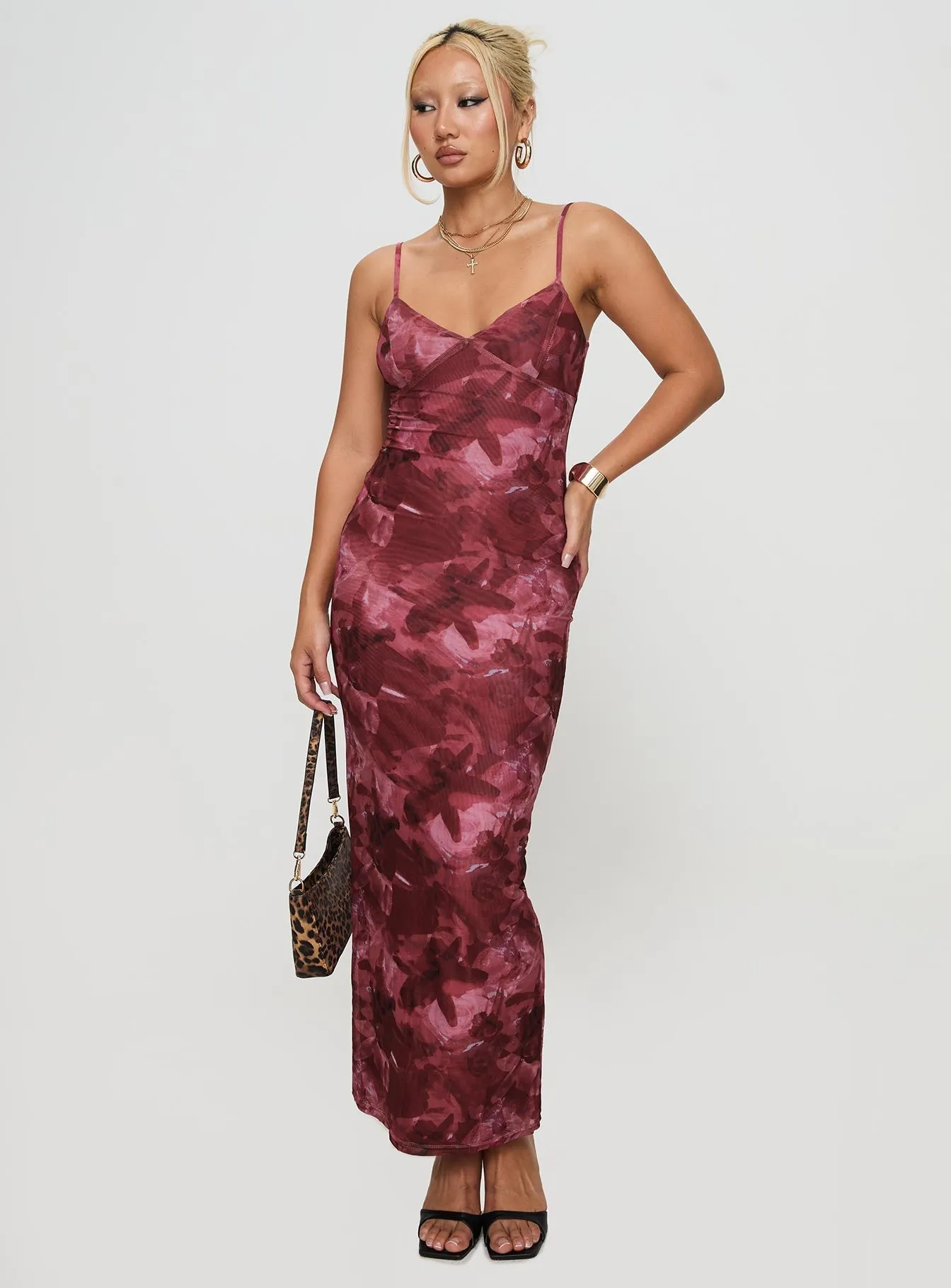 Comfy Style Hathaway Maxi Dress Burgundy Floral