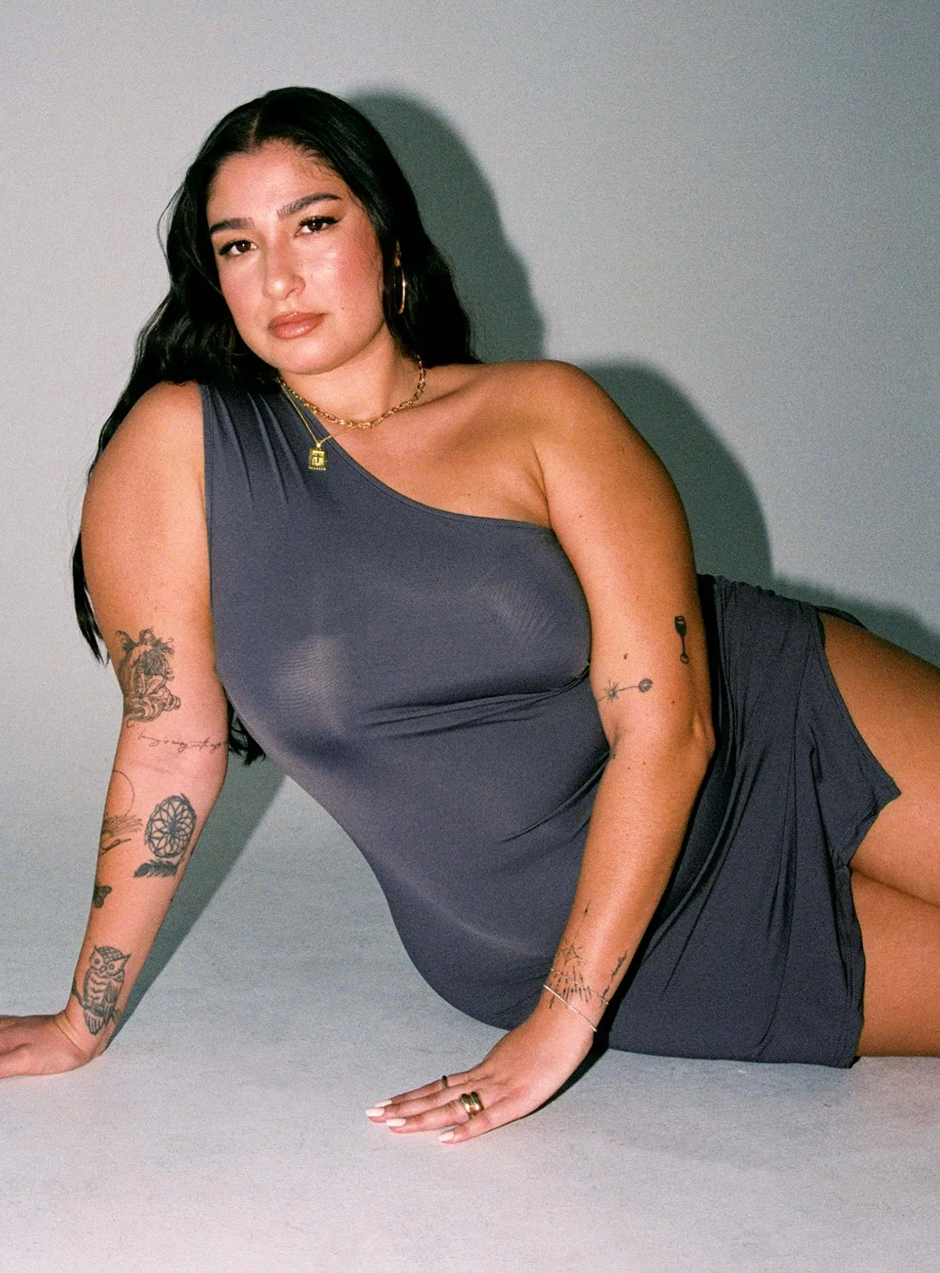 Vibrant Edge Irisa Mini Dress Grey Curve