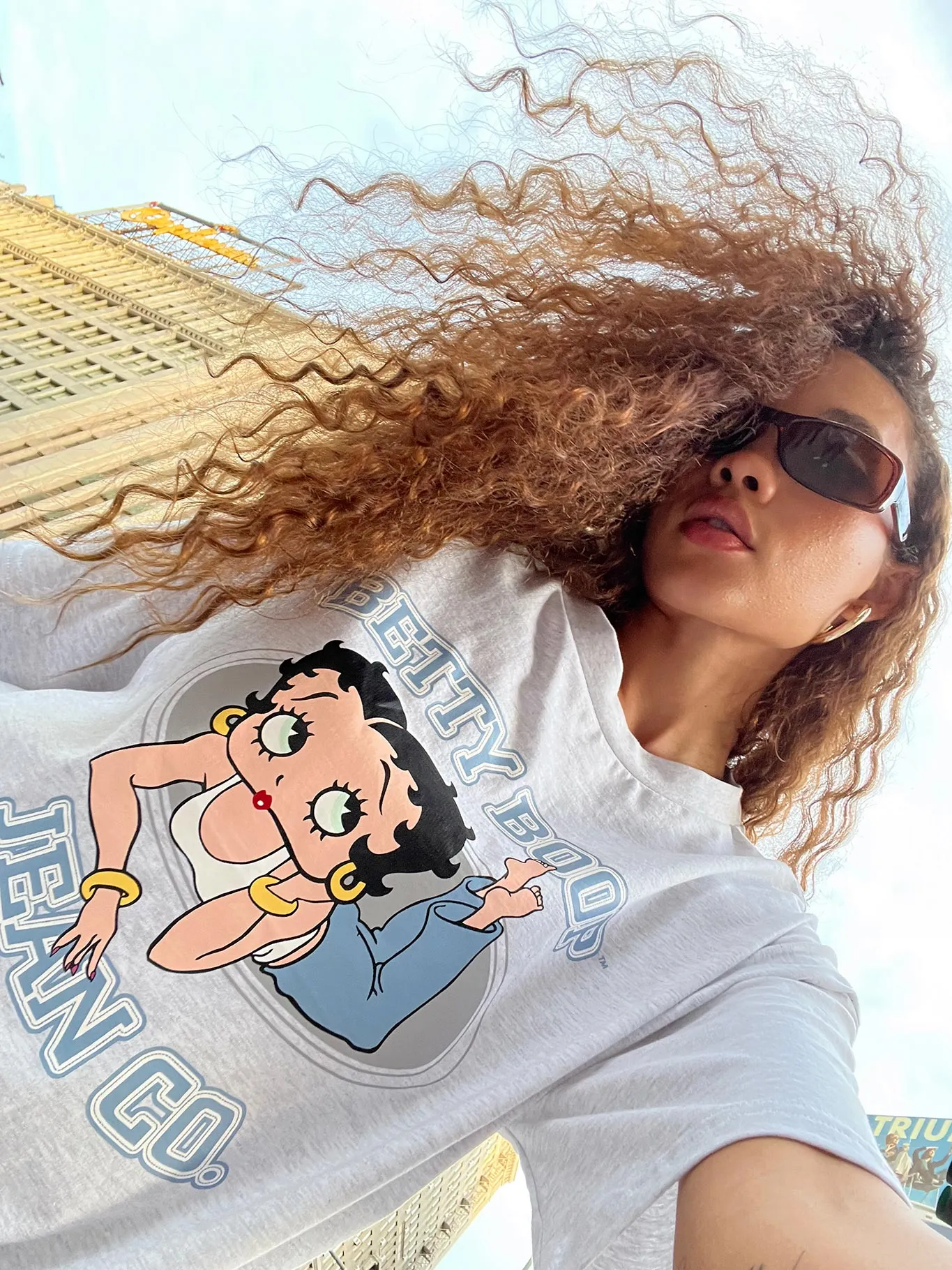 Casual Wear Casual Essential Wear Betty Boop Jean Oversized Tee Grey