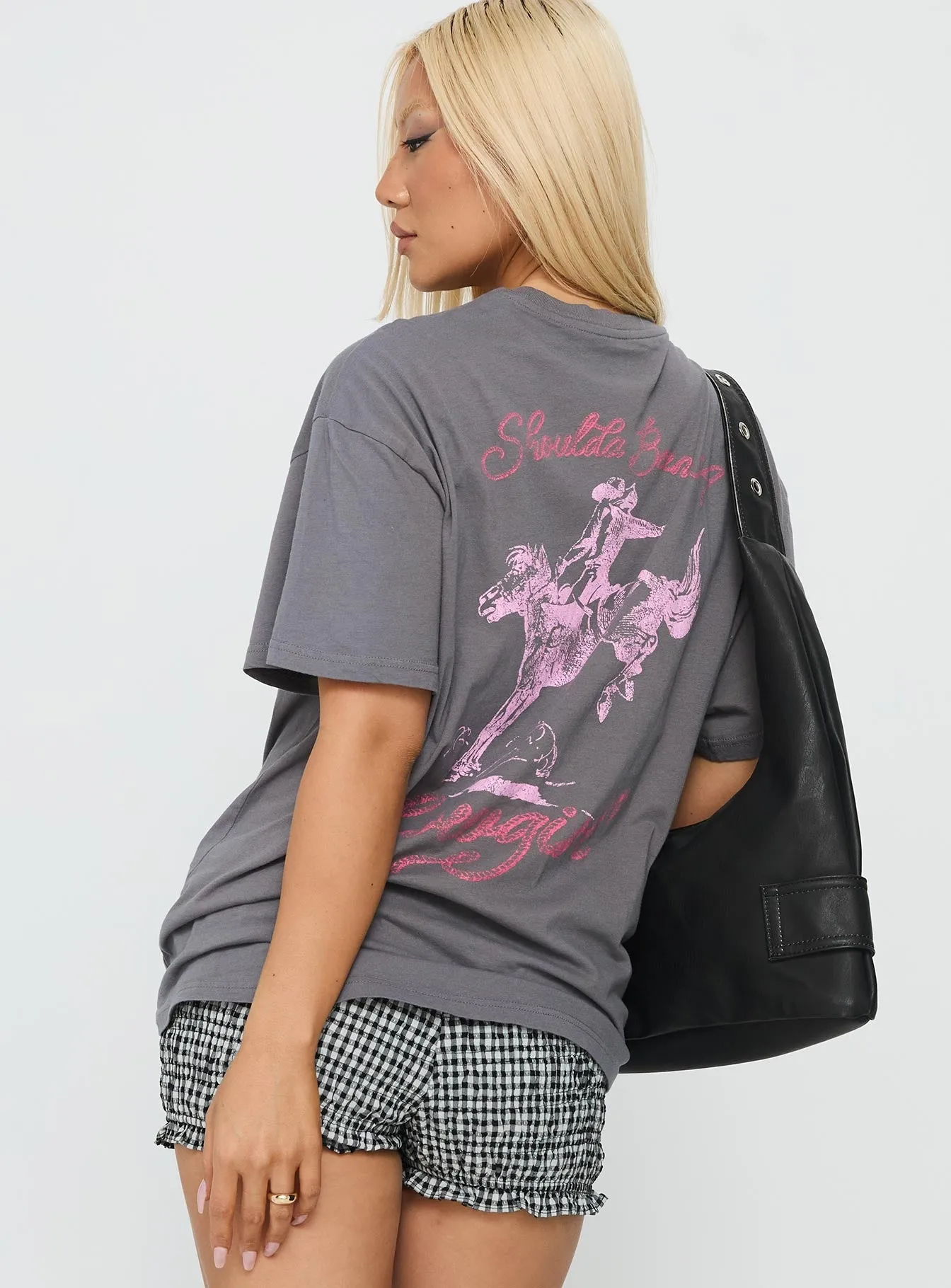 Light and Breezy Abrasion resistant Cowgirl Baby Oversized Tee Charcoal Grey