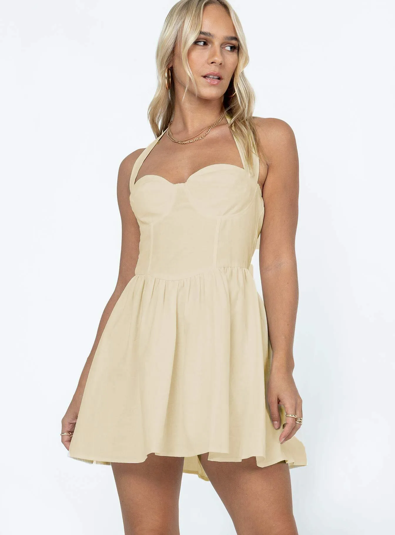 Lyle Mini Dress Cream Flattering Look Fit