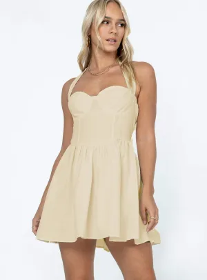 Sleek Waistband Clean Cut Lyle Mini Dress Cream