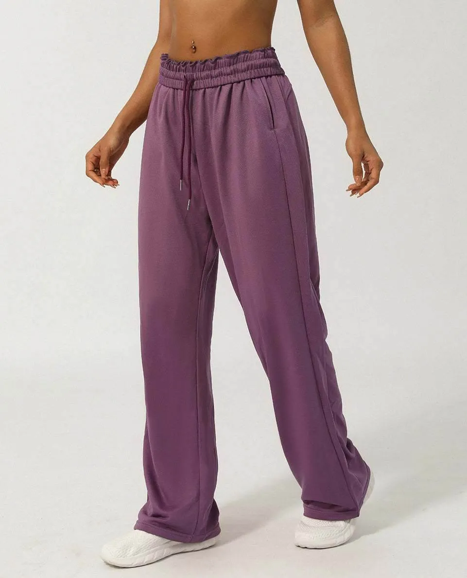 Chic Accessory Women Elastic High-Waist Wide Leg Sweatpants