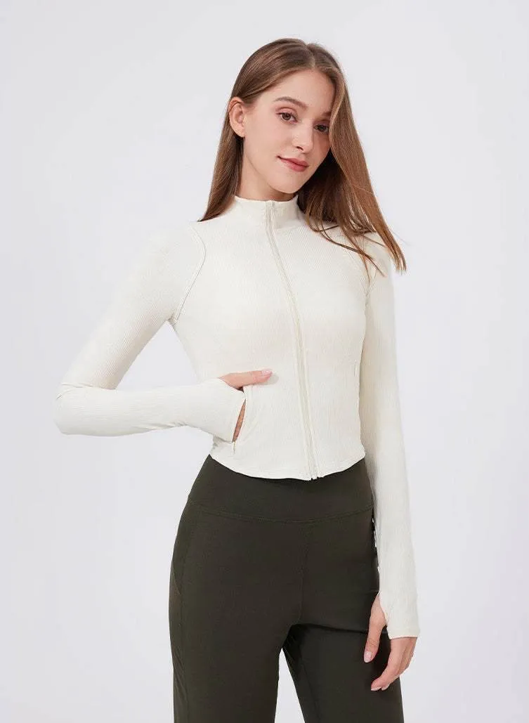 Faith Core Sharp Line Cropped Running Jacket with Thumb Holes