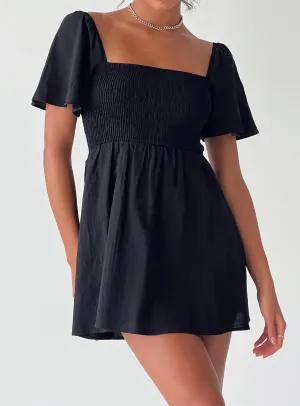 Trendy Waist Fresh Energy Summer Nights Mini Dress Black Petite