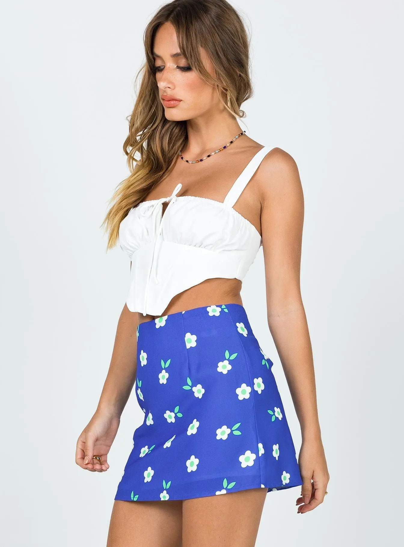 Custom made Selby Mini Skirt Blue Floral