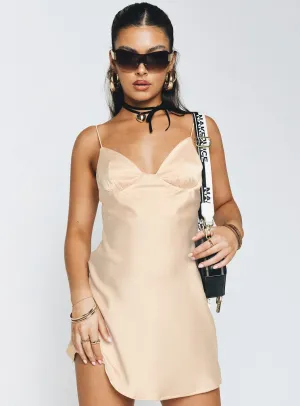 Lamour Mini Dress Champagne Warm Soft Stylish Cut
