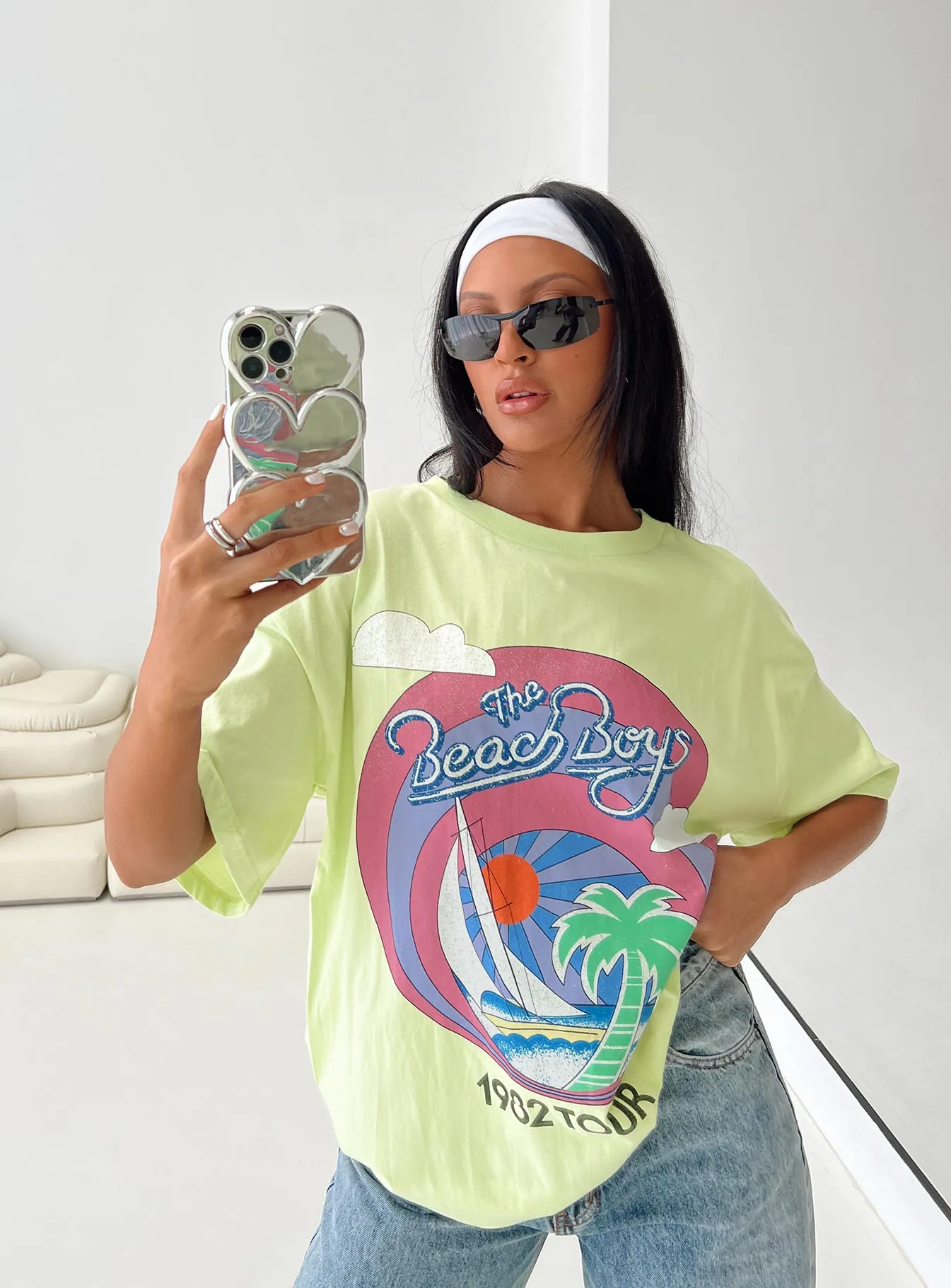 The Beach Boys 1982 Oversized Tee Green Soft Knit