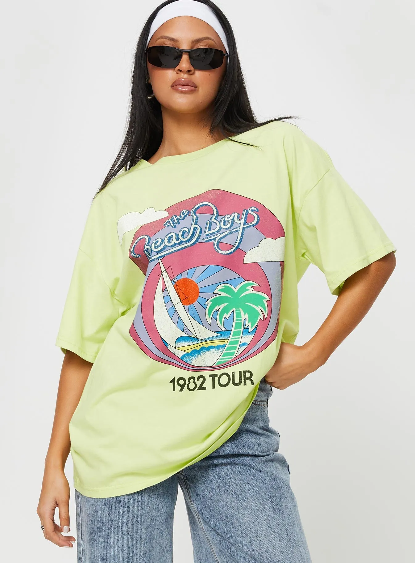 The Beach Boys 1982 Oversized Tee Green Comfort Stretch Fit Effortless Daywear
