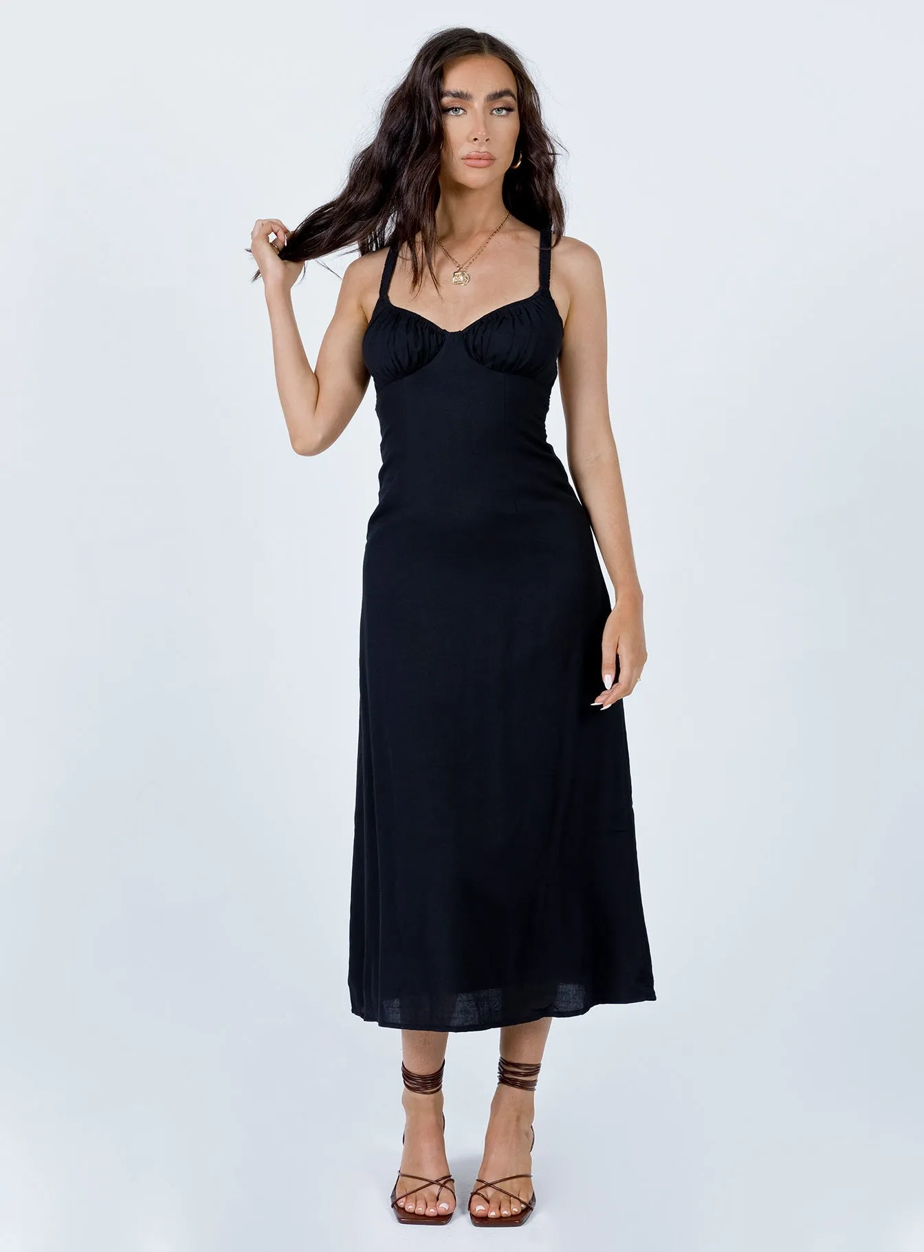 Georgia Midi Dress Black MoistureWickingTechnology