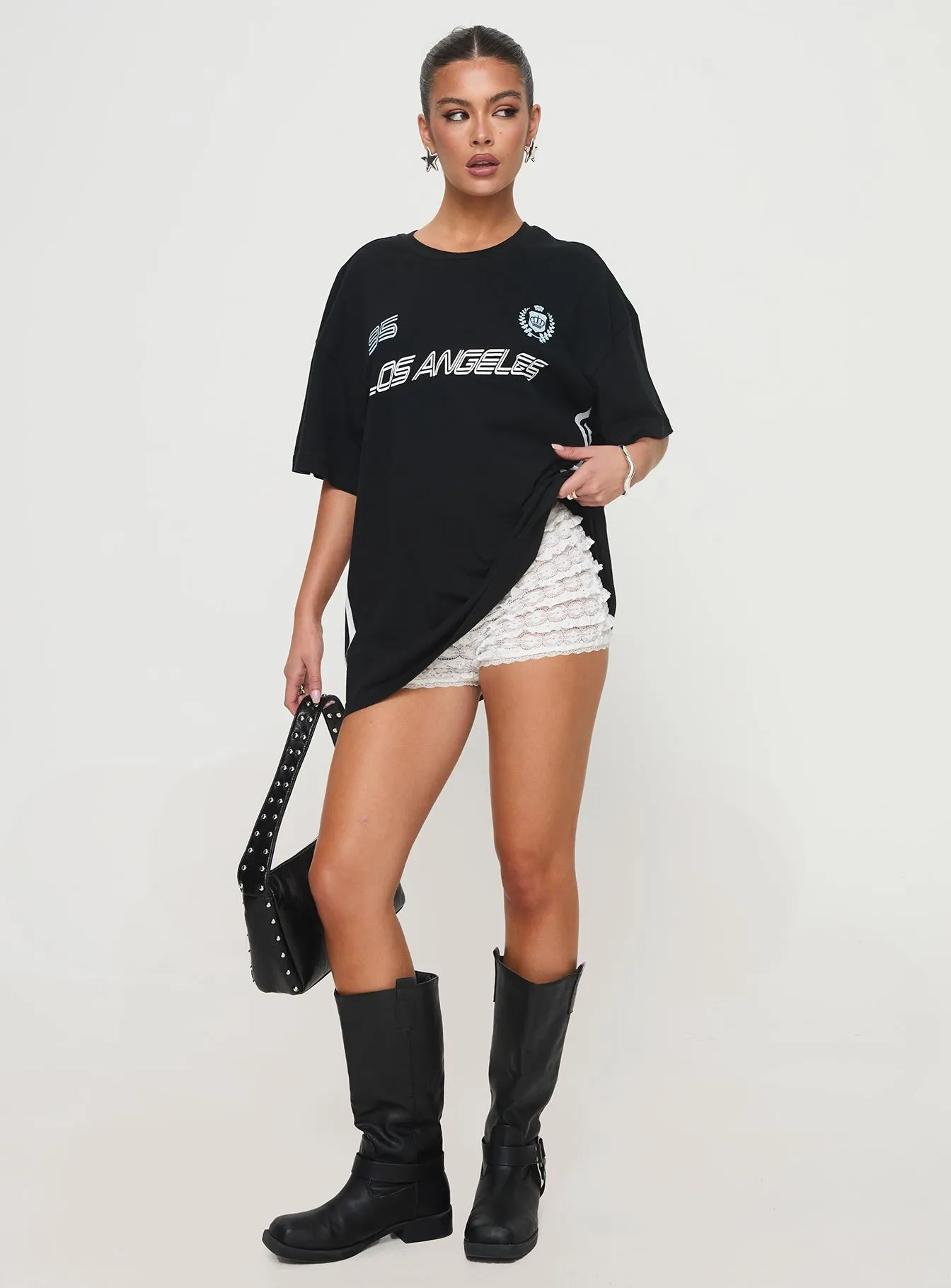 Goal La Oversized Tee Black Roomy Waist Active Design