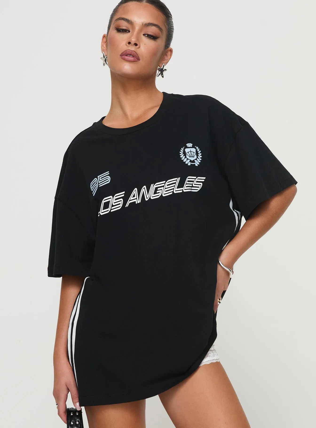 Goal La Oversized Tee Black coordinate with other items EcoConscious Processing