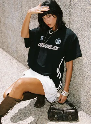 EasyCareFabric Streetwear Style Goal La Oversized Tee Black