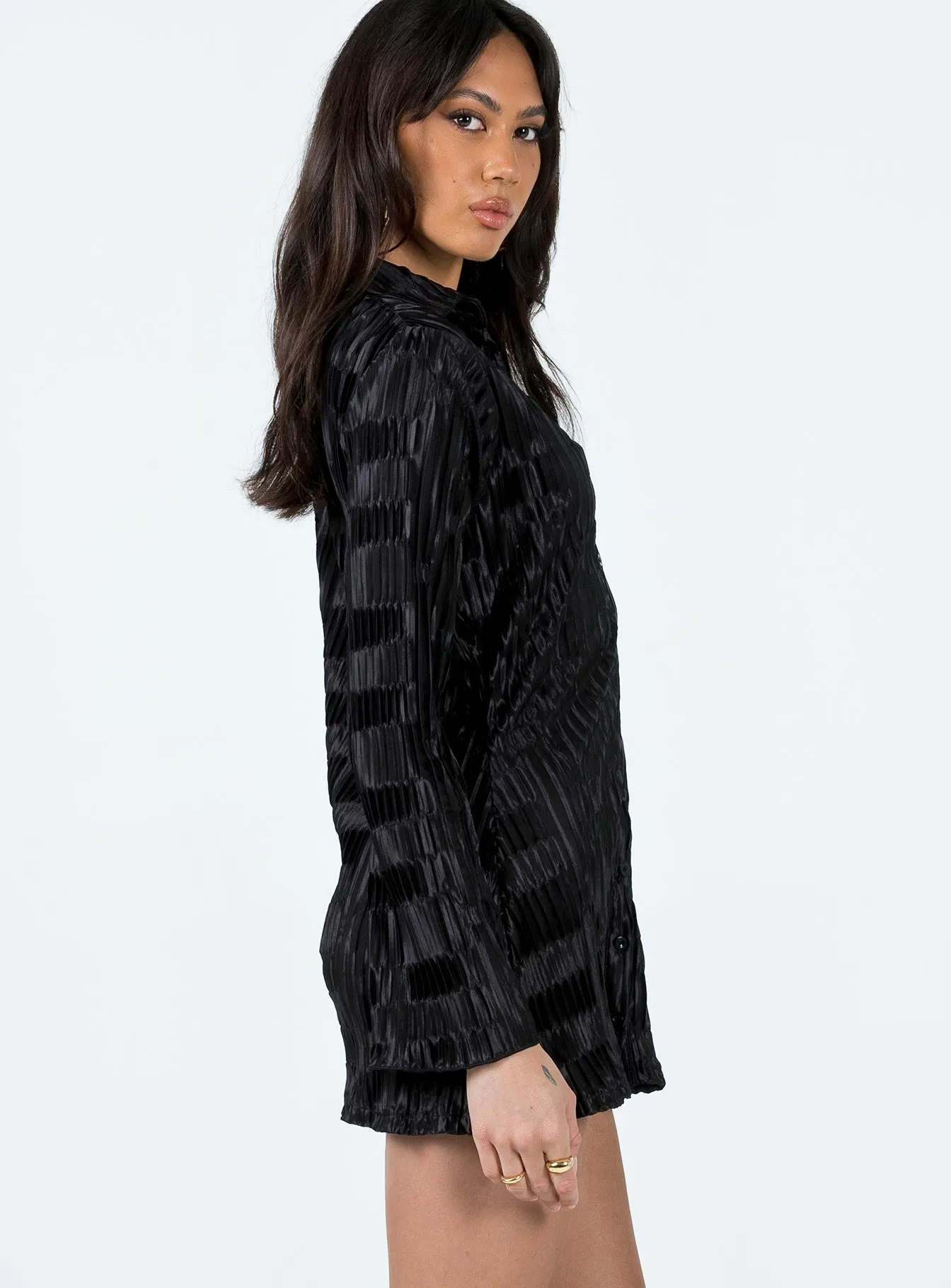 Lila Shirt Dress Black Trendy Vibe