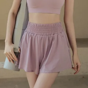 High Waisted Wide Leg Athletic Short with Pockets Ventilation Panels Future Glow