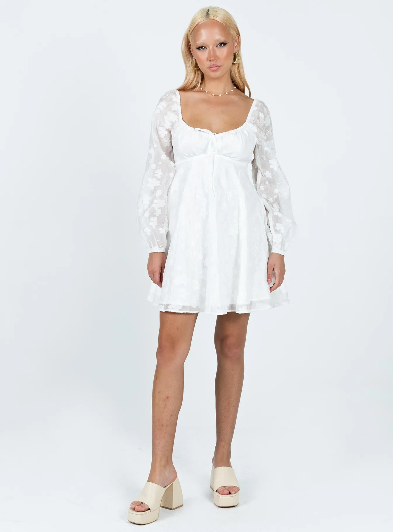 Insulating-Lining Marceau Long Sleeve Mini Dress White